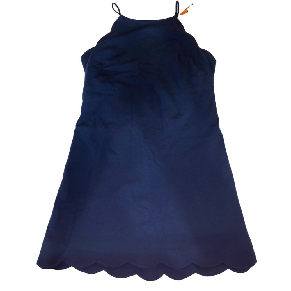 Necessary Objects Womens Navy Scallop Hem Dress L/G New With Tags